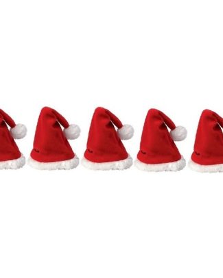 Mini kerstmuts - 5x - rood - 12 x 20 cm - polyester - voor knuffels/poppen
