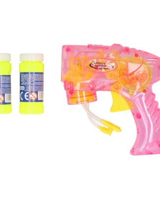 Bellenblaas speelgoed pistool - met vullingen - roze - 15 cm - plastic - bellen blazen -