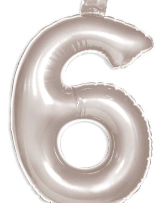 Opblaascijfer 6 zilver