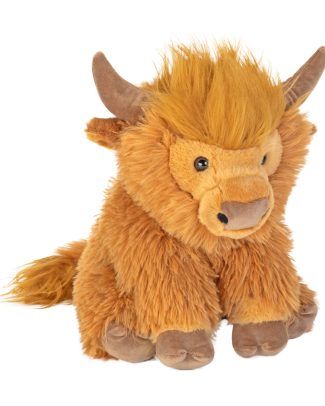 Wild Republic Schotse hooglander koe knuffel - bruin - pluche - 30 cm - koeienknuffel