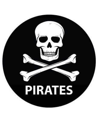 Zwarte piraten thema deur/muur sticker 14,8 cm rond