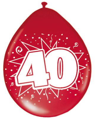 40 Jaar Ballonnen Robijn Rood - 8 stuks