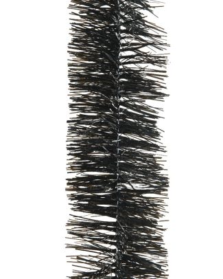 Decoris kerstslinger - zwart - 270 x 7 cm - folie/tinsel - lametta