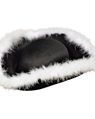 Zwarte piratenhoed met witte bontrand