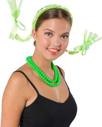 Tiara vlechtjes met led neon groen