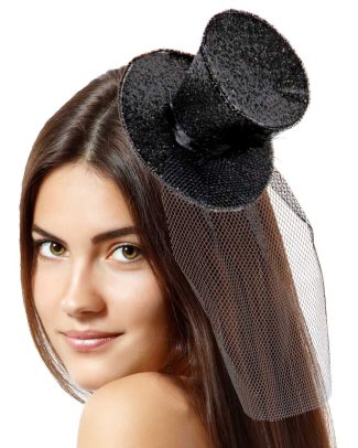 Tiara hoedje zwart glitter