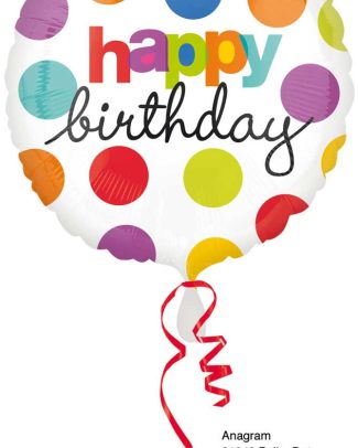 Happy Birthday Kleurige Stippen Folieballon