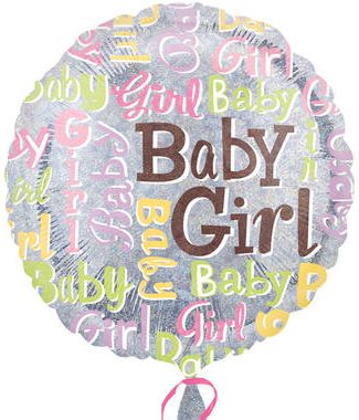 Folieballon Baby Girl Glitter - 45cm