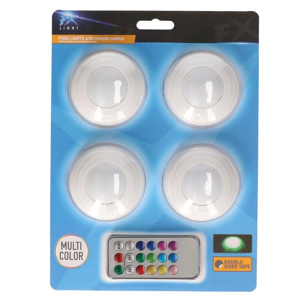 FX Light LED Nachtlampjes set van 4x - multi kleuren -