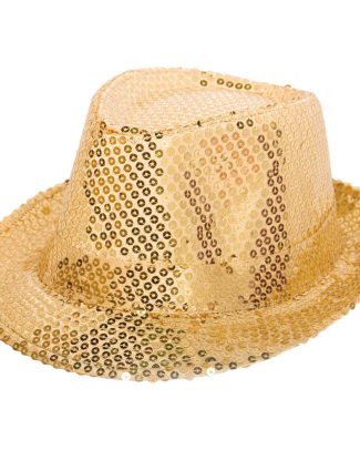 Gouden Trilby Hoed met Glitters