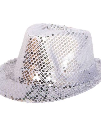 Zilveren trilby hoed met glitters