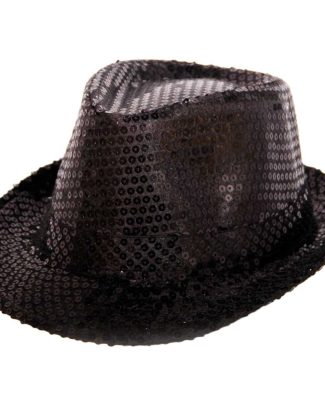 Trilby hoed metallic zwart met glitters