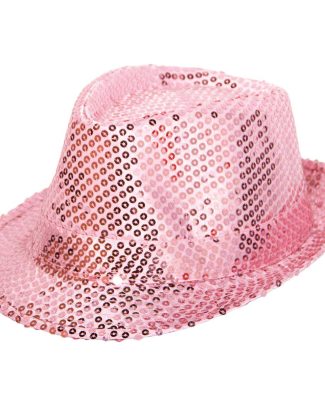 Roze trilby hoed met glitters
