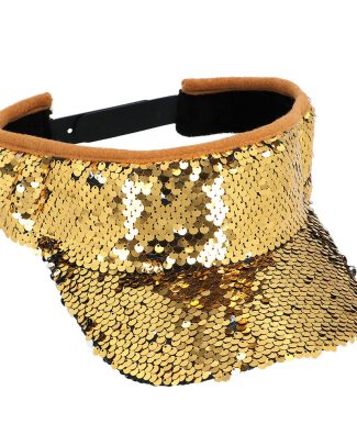 Verkleed zonneklep/sunvisor - voor volwassenen - Glitter goud - Carnaval/festival