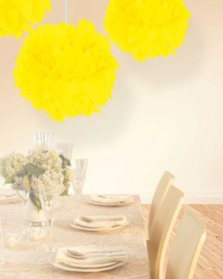 Pompom neon geel 30cm