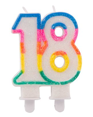 18 Jaar Glitterkaarsjes met 2 houders