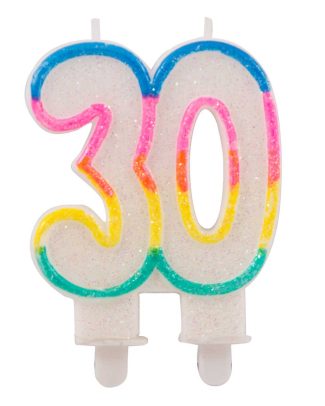 30 Jaar Glitterkaarsjes met 2 houders