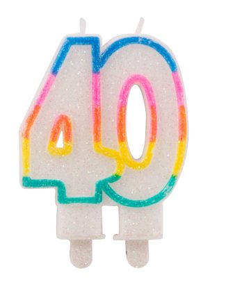 40 Jaar Glitterkaarsjes met 2 houders