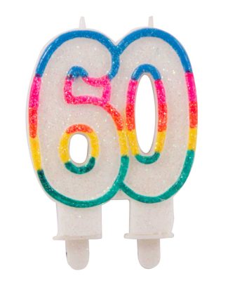60 Jaar Glitterkaarsjes met 2 houders