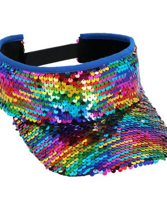 Verkleed zonneklep/sunvisor - voor volwassenen - Glitter regenboog - Carnaval/festival