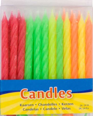 Kaarsjes neon kleuren - 24 stuks
