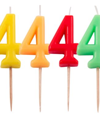Kaars cijfer 4 neonkleur