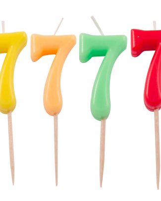 Kaars cijfer 7 neonkleur