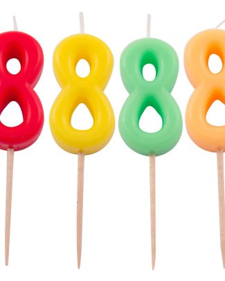 Kaars cijfer 8 neonkleur