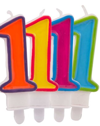 Kaars cijfer 1 in vrolijke kleuren