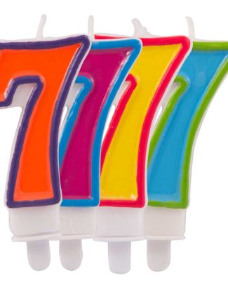 Kaars cijfer 7 in vrolijke kleuren