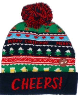 Foute kerstmutsen/mutsen/wintermutsen Cheers met verlichting