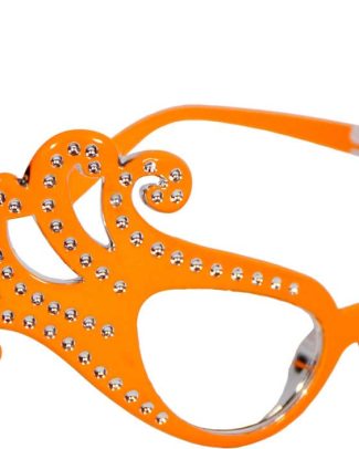 Oranje Vlinderbril met Diamantjes