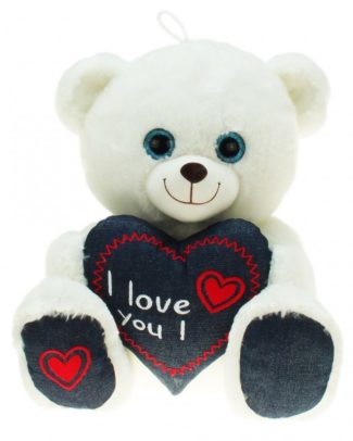 Pluche witte beer/beren knuffel i love you 30 cm speelgoed