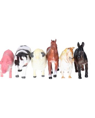 Speelgoed boerderij dieren speelfiguren - set 6x stuks - kunststof - tussen 8-10 cm - mix van dieren -