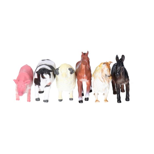 Speelgoed boerderij dieren speelfiguren - set 6x stuks - kunststof - tussen 8-10 cm - mix van dieren -