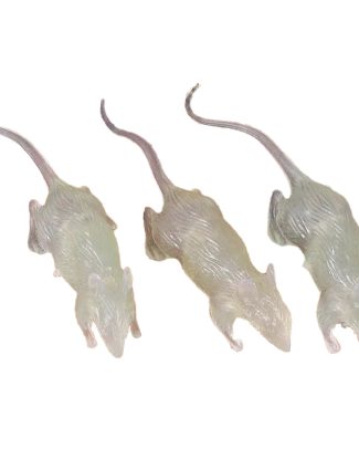 Nep ratten 7 cm - glow in the dark - 3x stuks - Horror/griezel thema decoratie dieren