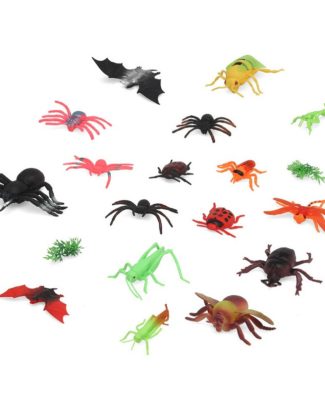 Speelgoed insecten dieren speelfiguren - set 18x stuks - kunststof - tussen 3-6 cm - kleuren mix -