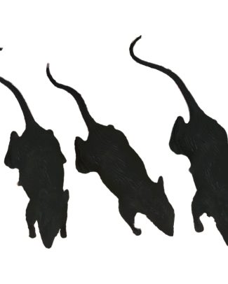 Nep ratten 6 cm - zwart - 3x stuks - Horror/griezel thema decoratie dieren