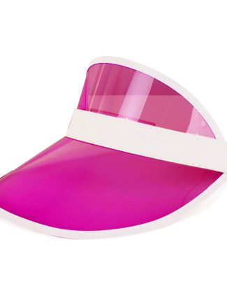 Verkleed zonneklep/sunvisor - voor volwassenen - roze/wit - Carnaval hoed