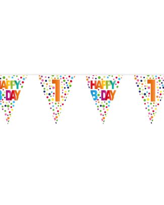 1 Jaar Happy Bday Stippen Vlaggenlijn - 10 meter
