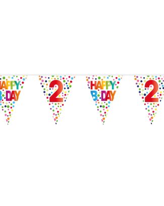 2 Jaar Happy Bday Stippen Vlaggenlijn - 10 meter