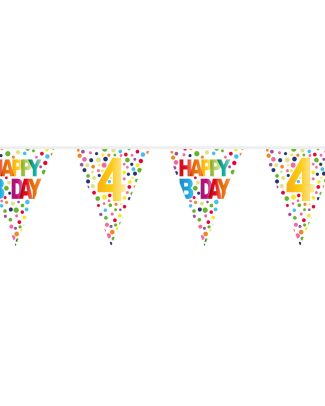4 Jaar Happy Bday Stippen Vlaggenlijn - 10 meter