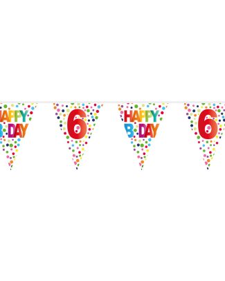 6 Jaar Happy Bday Stippen Vlaggenlijn - 10 meter