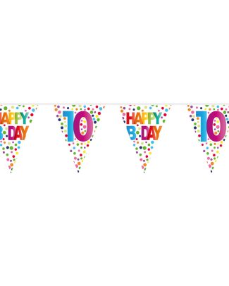 10 Jaar Happy Bday Stippen Vlaggenlijn - 10 meter