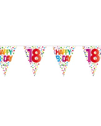 18 Jaar Happy Bday Stippen Vlaggenlijn - 10 meter