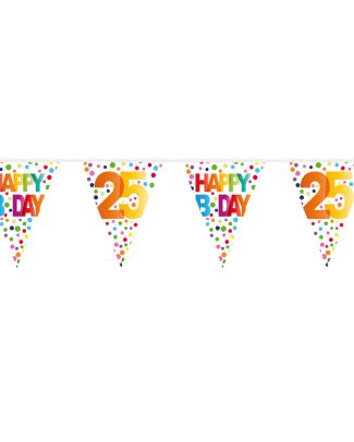 25 Jaar Happy Bday Stippen Vlaggenlijn - 10 meter