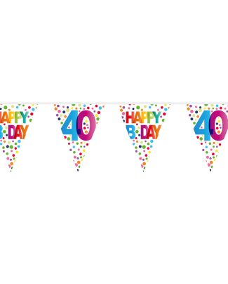 40 Jaar Happy Bday Stippen Vlaggenlijn - 10 meter