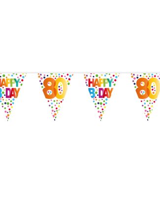 80 Jaar Happy Bday Stippen Vlaggenlijn - 10 meter