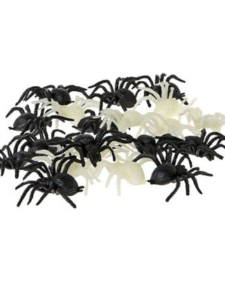 Speelgoed insecten figuren - Spinnen - set 20x stuks - kunststof - 4 x 6 cm - zwart/wit - nep/namaak -