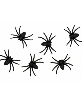 Nep spinnen 8 cm - zwart glitter - 6x stuks - Horror/griezel thema decoratie beestjes